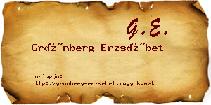Grünberg Erzsébet névjegykártya